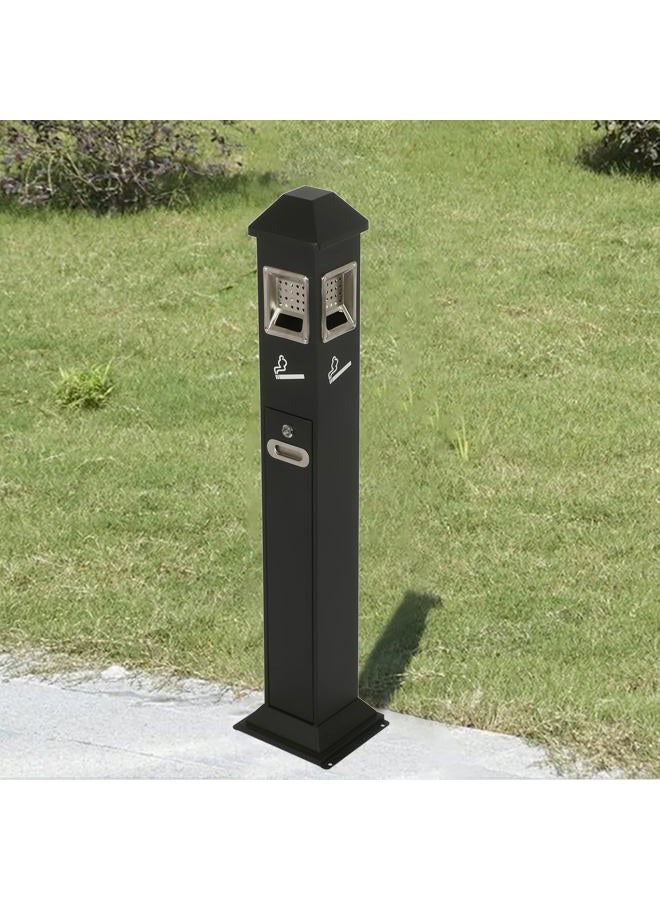 AIWFL Stainless Steel Vertical Trash Bin Outdoor Trash Cans Holder Waste Containers 1.2M Ash Bin w/ Key - Image 4