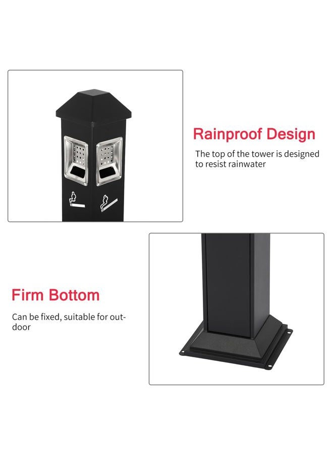 AIWFL Stainless Steel Vertical Trash Bin Outdoor Trash Cans Holder Waste Containers 1.2M Ash Bin w/ Key - Image 2
