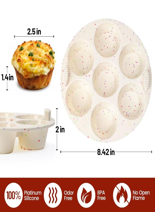 CAKETIME قالب مافن سيليكوني لفرن الهواء Instant Pot، غير لاصق 7 أكواب سهل الاستخدام خالي من BPA لخبز بيض المافن تارت كعكة صغيرة كيش 2 عبوة ملونة - Image 3