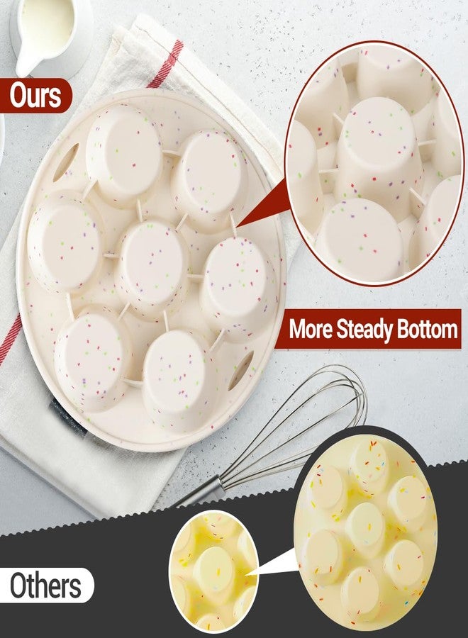 CAKETIME قالب مافن سيليكوني لفرن الهواء Instant Pot، غير لاصق 7 أكواب سهل الاستخدام خالي من BPA لخبز بيض المافن تارت كعكة صغيرة كيش 2 عبوة ملونة - Image 5