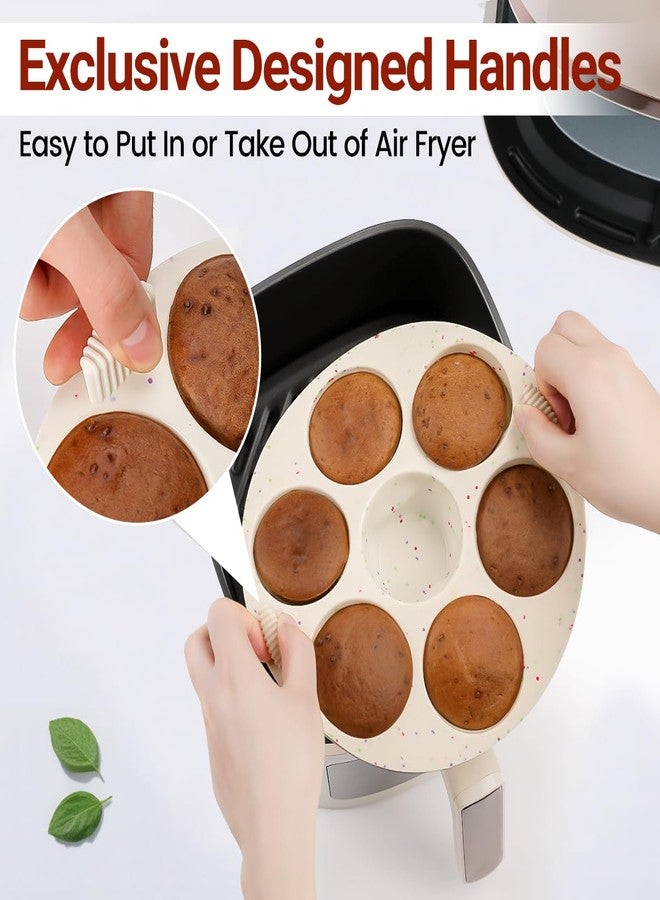 CAKETIME قالب مافن سيليكوني لفرن الهواء Instant Pot، غير لاصق 7 أكواب سهل الاستخدام خالي من BPA لخبز بيض المافن تارت كعكة صغيرة كيش 2 عبوة ملونة - Image 2