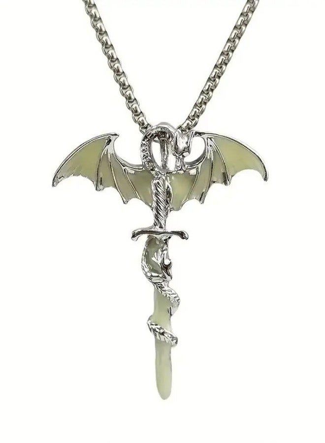 Gift Nest Men's Dragon Sword Pendant Necklace - Winged Design with Snake Wrap for Unisex - Image 1