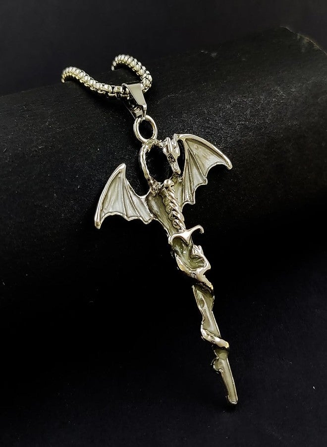 Gift Nest Men's Dragon Sword Pendant Necklace - Winged Design with Snake Wrap for Unisex - Image 2