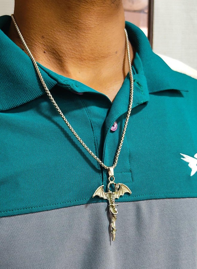 Gift Nest Men's Dragon Sword Pendant Necklace - Winged Design with Snake Wrap for Unisex - Image 4