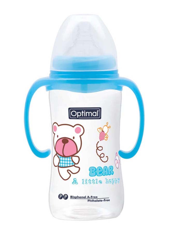 Optimal Wide Neck Feeding Bottle With Handle 300 ML, Blue - Image 1
