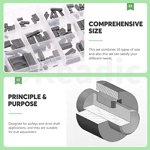 Keadic 140Pcs Carbon Steel Round Ended Parallel Drive Shaft Key Assortment Set, 8mm 10mm 12mm 16mm 20mm 25mm 30mm Professional Parallel Key Stock Pulley Feather Key for Fastening Connection - Image 4