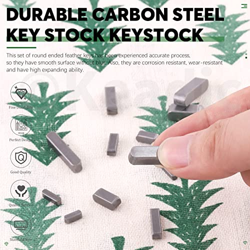Keadic 140Pcs Carbon Steel Round Ended Parallel Drive Shaft Key Assortment Set, 8mm 10mm 12mm 16mm 20mm 25mm 30mm Professional Parallel Key Stock Pulley Feather Key for Fastening Connection - Image 3