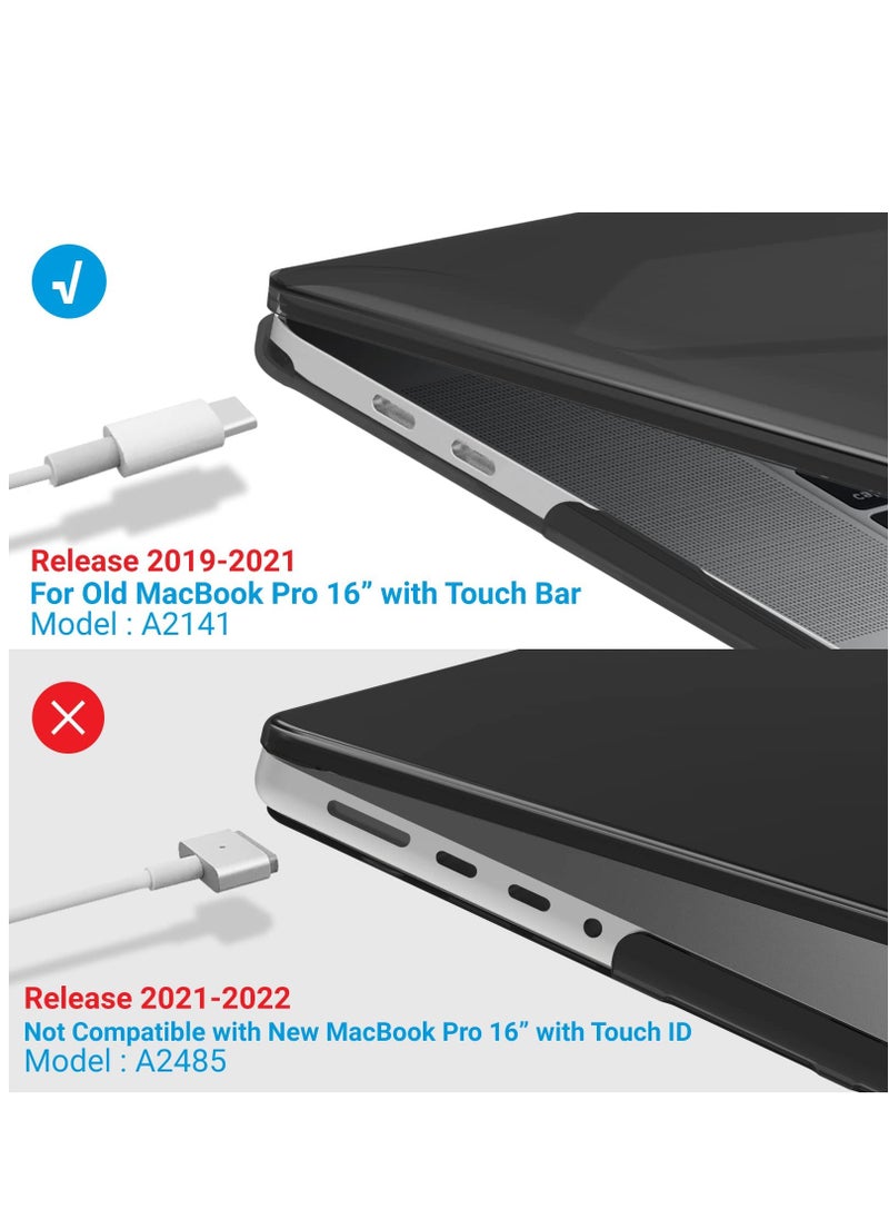 Hard Shell Case Protective Snap On Cover Compatible with Apple MacBook Pro 16 inch A2141/with Touch Bar & Touch ID & Retina Display USB-C 2019 2020 Release (Crystal Black)