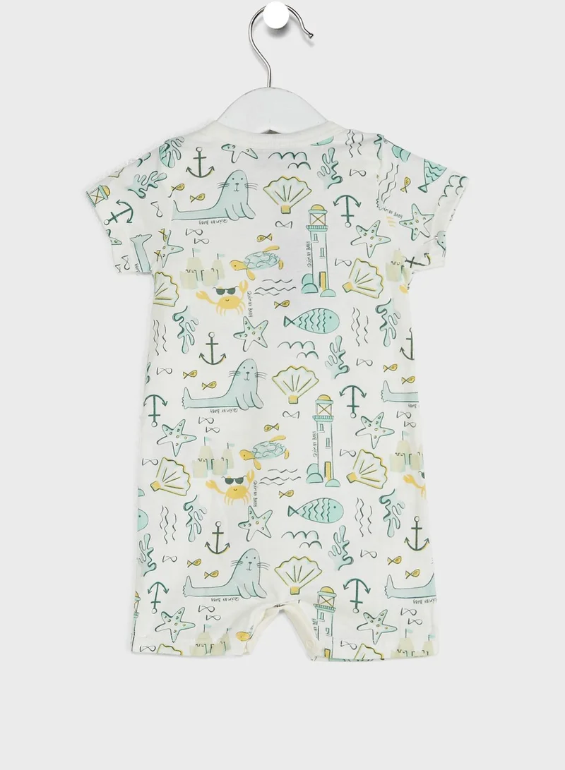 Quimby Infant Printed Half Body Romper