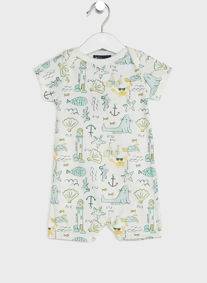 Quimby Infant Printed Half Body Romper