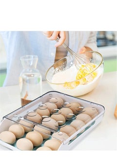 EMZJ Single Layer Automatic Rolling Egg Box Kitchen Items Refrigerator Storage Organizer Household Transparent Drawer Tray Space Saver Single Layer Automatic Rolling Egg Box Kitchen Items Refrigerator Stor  - Image 1