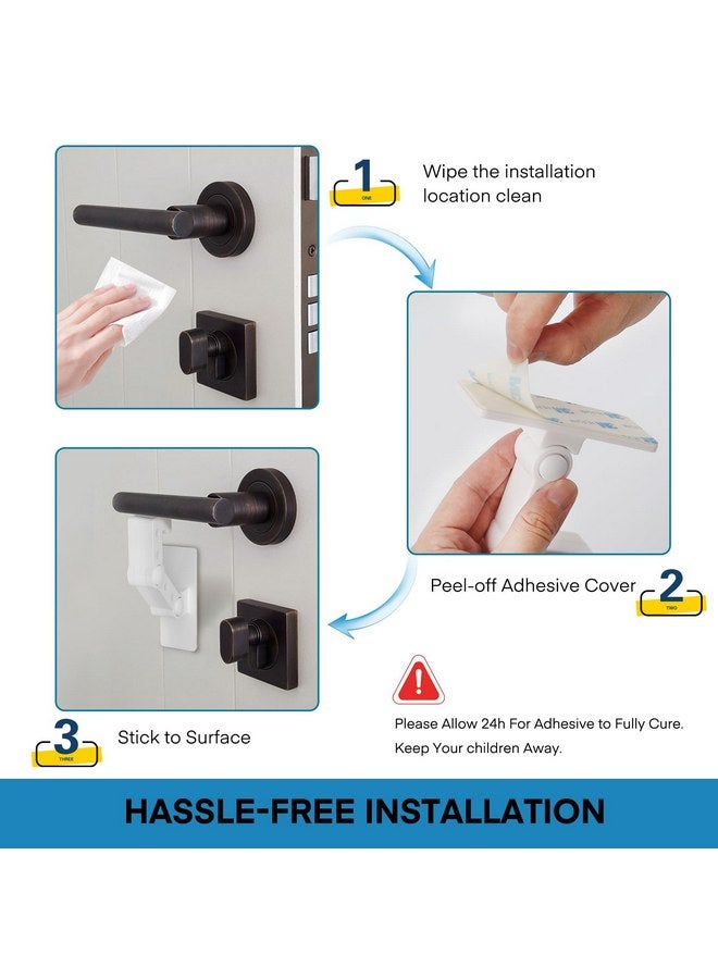 أف واي واي قفل باب FYY المقاوم للأطفال - عبوة واحدة من أقفال الأبواب المقاومة للأطفال لسلامة الأطفال، قفل مقبض الباب اللاصق 3M يمنع الأطفال الصغار من فتح الأبواب، أقفال خزانة قابلة للتعديل، منتجات سلامة الأطفال - Image 3