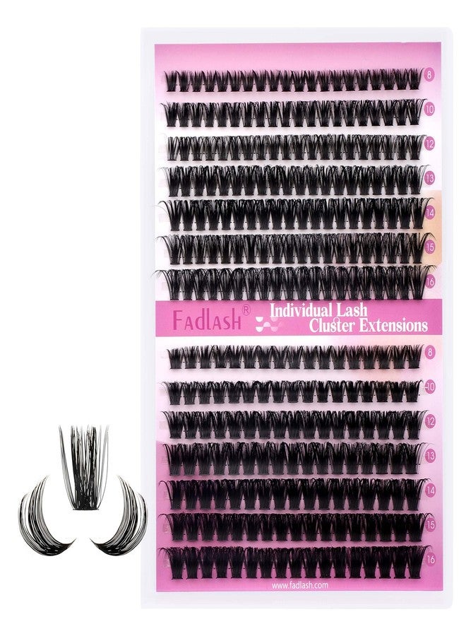 FADLASH Lash Clusters 60D+80D Fluffy Eyelash Clusters D Curl 8-16mm Individual Lashes Cluster Eyelash Extensions Wispy 280pcs Thick Lash Extension Clusters (60+80D-0.07-D, 8-16mm) - Image 1