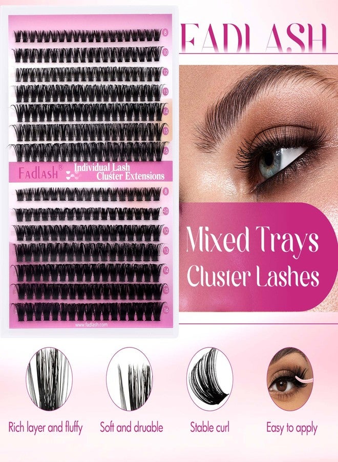FADLASH Lash Clusters 60D+80D Fluffy Eyelash Clusters D Curl 8-16mm Individual Lashes Cluster Eyelash Extensions Wispy 280pcs Thick Lash Extension Clusters (60+80D-0.07-D, 8-16mm) - Image 4