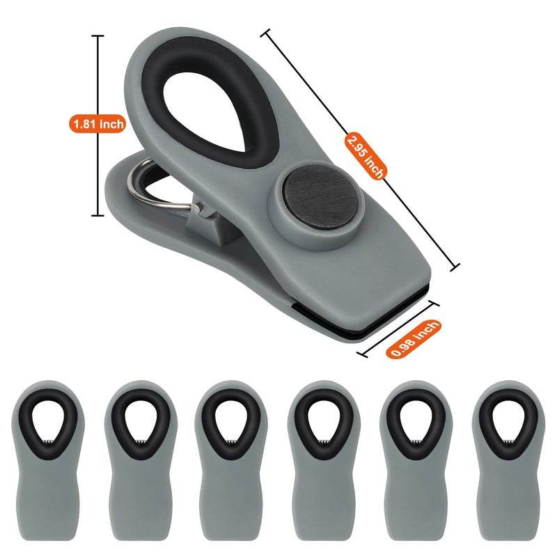 TACGEA Chip Clips, Magnetic Bag Clips with Air Tight Seal for Food Storage, 12 Pieces (Gray) - Image 2