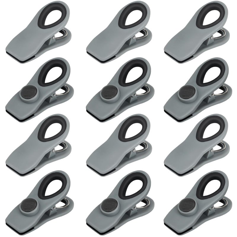 TACGEA Chip Clips, Magnetic Bag Clips with Air Tight Seal for Food Storage, 12 Pieces (Gray) - Image 1
