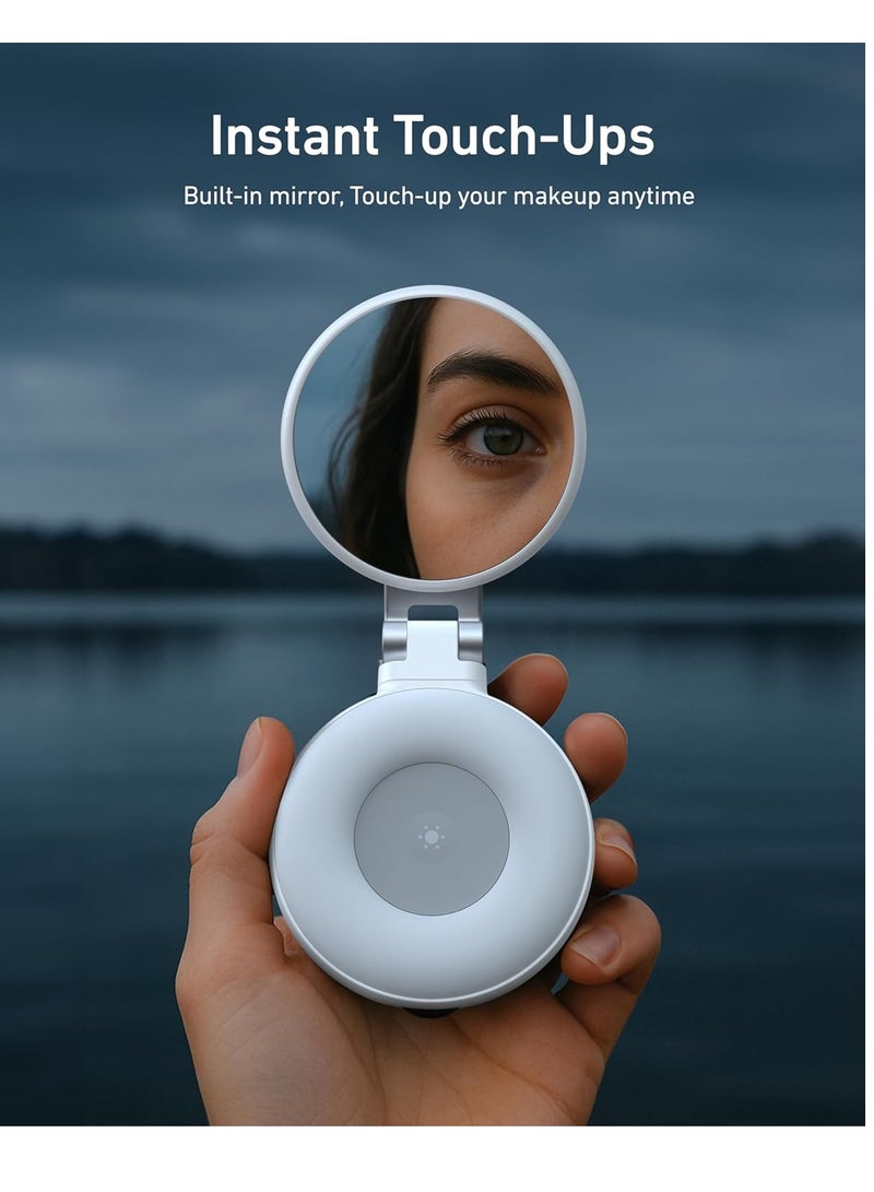 Magnetic Selfie Light with Mirror, 360° LED Fill Light for iPhone Magsafe & Non-Magsafe Phones, 3 Color, Height Adjustable - Image 4