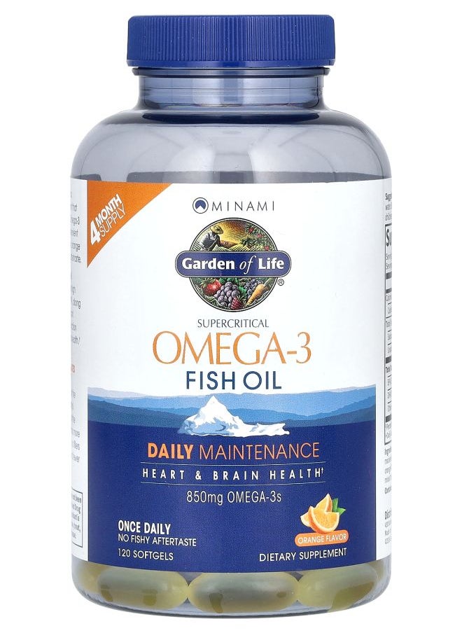 Minami Nutrition - Supercritical Omega-3 Fish Oil Orange 850 mg 120 Softgels - Image 1