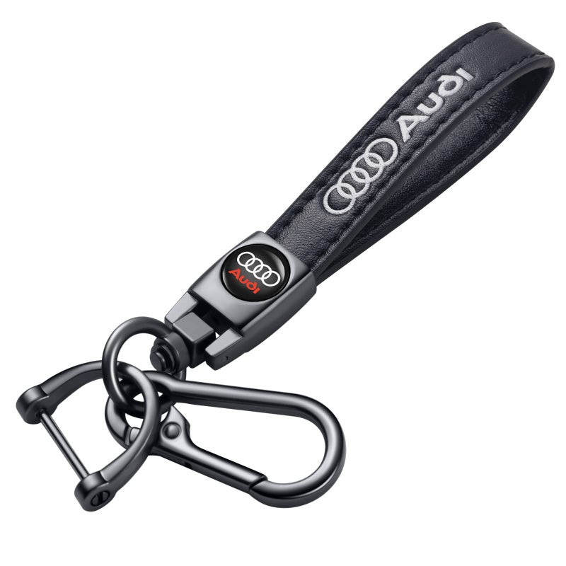 TACOMA Genuine Leather Keychain Set Compatible with Audi A3 RS3 A4 A5 A6 A7 RS7 A8 Q3 Q5 Q7 R8 Key Chain Accessories Key Ring for Men's-Women's(Black) - Image 1