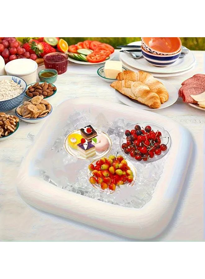 Small White Inflatable Buffet Bar Portable Outdoor Cooler For BBQ Picnic Pool Party - Image 3
