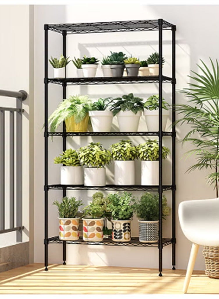 Generic 5-Shelf Adjustable Heavy Duty Storage Shelving Unit Steel Organizer Wire Rack Black  - Image 1