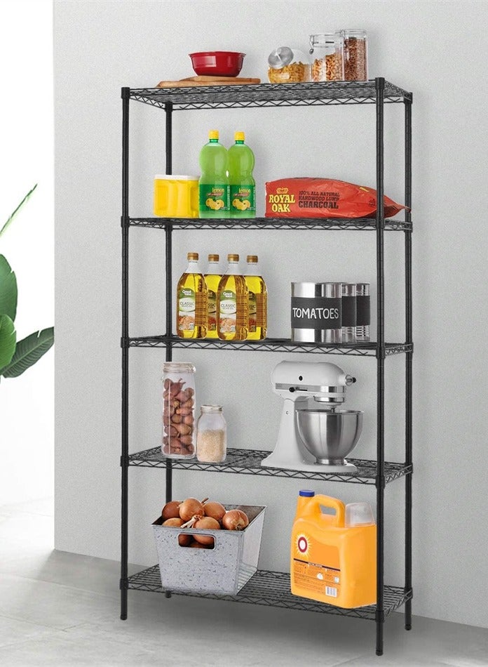 Generic 5-Shelf Adjustable Heavy Duty Storage Shelving Unit Steel Organizer Wire Rack Black  - Image 2