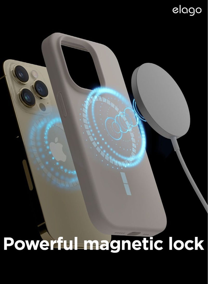 Elago Silicone Shockproof iPhone 14 Pro Case Cover with MagSafe - Stone - Image 3