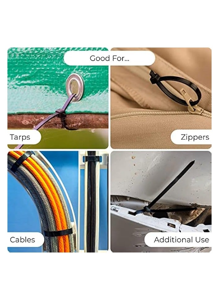 Promass 9.8 Inch Heavy Duty Cable Ties - 250 Pack, 50lb Tensile Strength, Self-Locking Nylon Wire Wraps for Indoor and Outdoor Use - Premium Black Zip Ties for Secure Bundling and Organization - Image 3