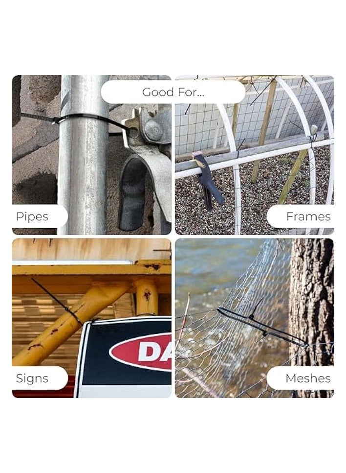 Promass 9.8 Inch Heavy Duty Cable Ties - 250 Pack, 50lb Tensile Strength, Self-Locking Nylon Wire Wraps for Indoor and Outdoor Use - Premium Black Zip Ties for Secure Bundling and Organization - Image 5