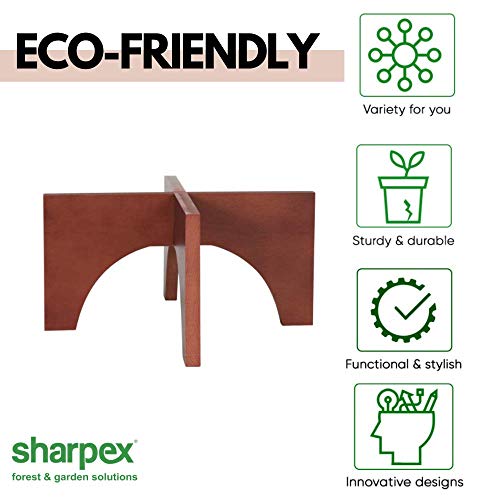 Sharpex Wooden Plant Stand | Wood Flower Pot Holder | Indoor/Outdoor Flower Potted Holder Rack for Tall Plant- Brown - Image 2