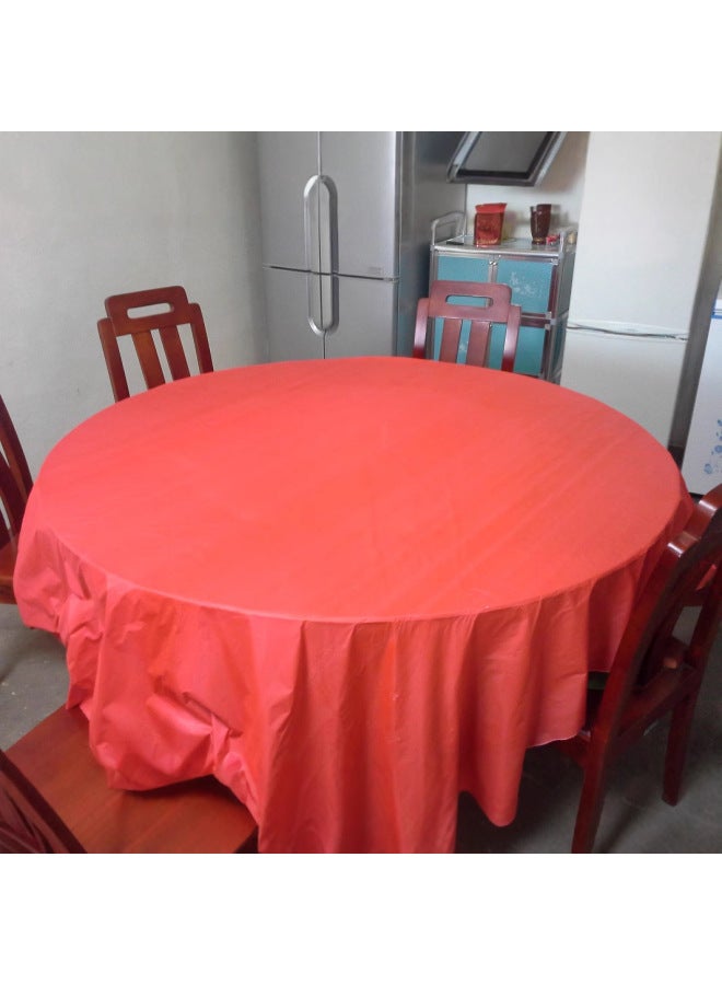 Disposable Tablecloth Special Thickened Plastic White Red PE Film Waterproof Imitation Silk Tablecloth Wedding Printed Dining Cloth-Color:Happy Banquet White Thick Style 10 Sheets In A Pack-Specifications:2.2*2.2 Meters  - Image 2