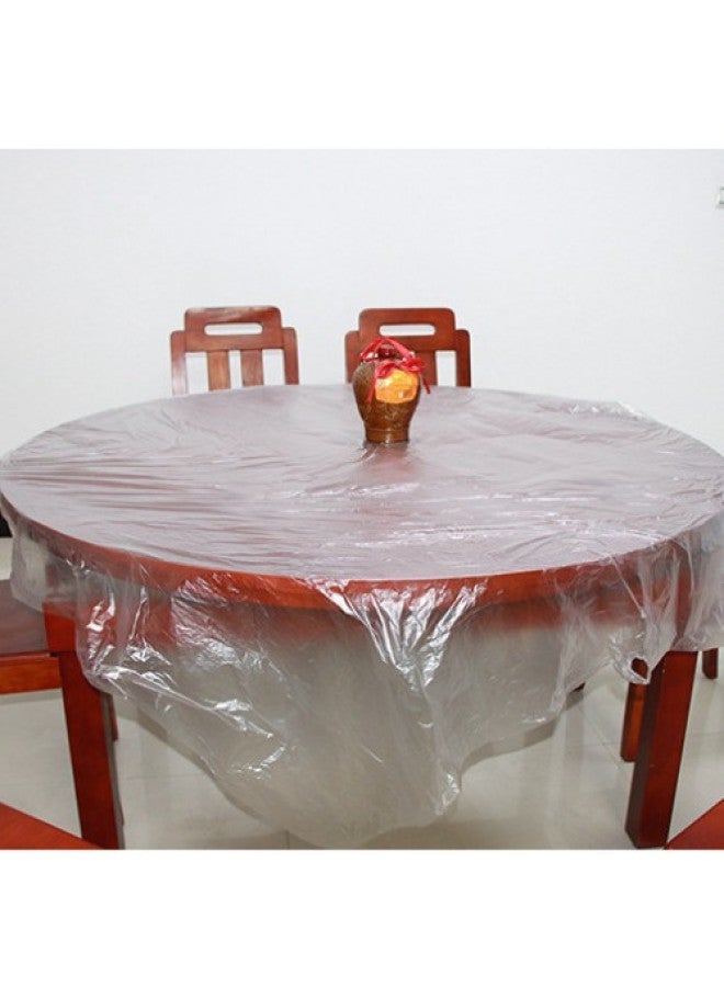 Disposable Tablecloth Special Thickened Plastic White Red PE Film Waterproof Imitation Silk Tablecloth Wedding Printed Dining Cloth-Color:Happy Banquet White Thick Style 10 Sheets In A Pack-Specifications:2.2*2.2 Meters  - Image 1
