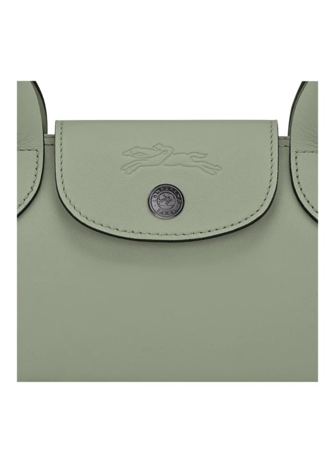 Longchamp Style Mini Baguette Shoulder Bag, Faux Leather, Sage Green - Image 5