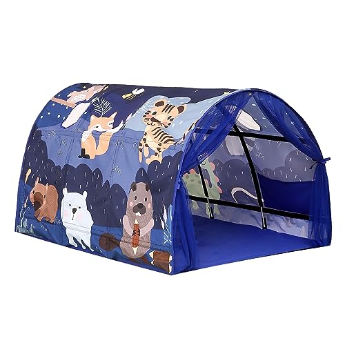 CRAWLBO Kids Bed Tent Twin Beds Zoos Wonder Play Tents Boys Girls Ventilated Indoor Play Tent Children Promotes Independent Play Stimulates Imagination SetUp Playhouse Zoos - Image 1