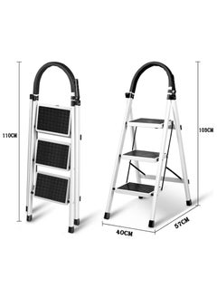 DubaiGallery Foldable Ladder 3 Steps, Home Ladder Folding Step Stool with Wide Anti-Slip Pedal, Adults Folding Sturdy Steel Ladder for Home,Kitchen, Garden, Office  - Image 3