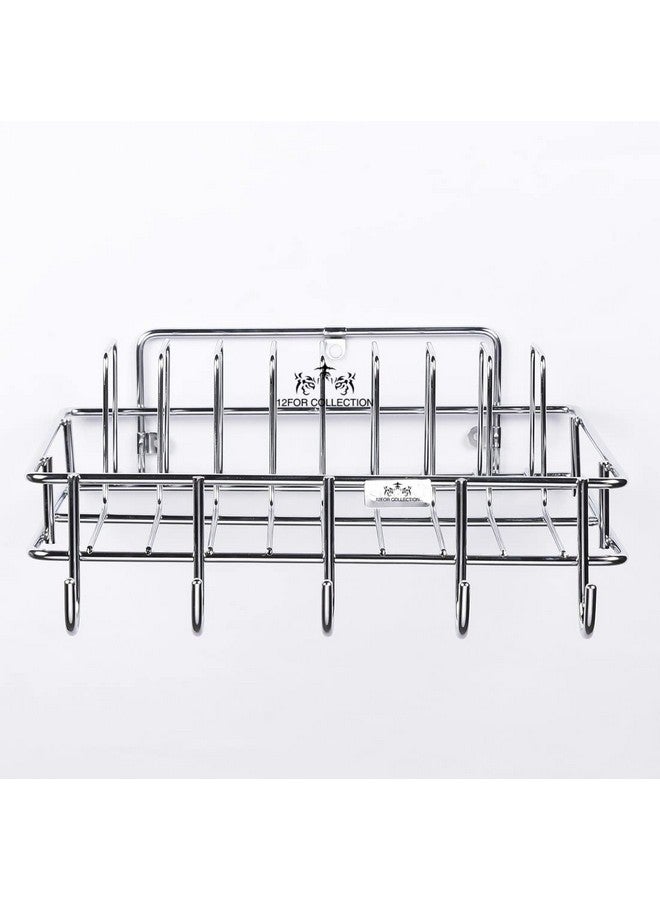 12FOR COLLECTION Multipurpose Wall Hanging Stainless Steel Big Mug,Cup & Saucer Holder, Plate Organizer Space Kitchen Saving Rack Utensil Kitchen Rack (Stainless Steel, Hanging Shelves, 4 x 10) - Image 5