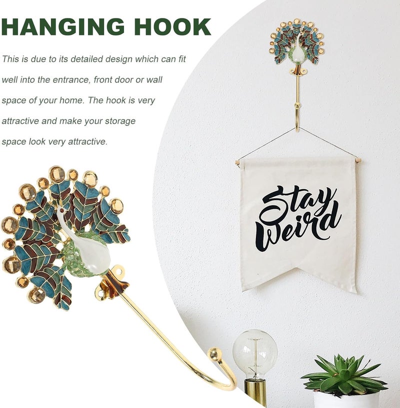 Vintage Peacock Wall Mounted Hook, Metal Enamel Coat and Towel Hanger, Decorative Key and Clothes Hook for Home Storage and Organization - Image 3