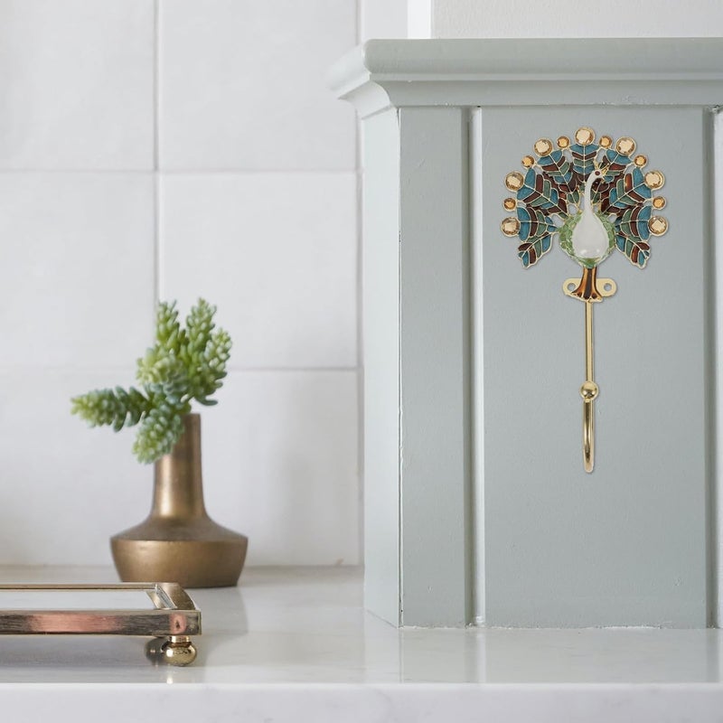 Vintage Peacock Wall Mounted Hook, Metal Enamel Coat and Towel Hanger, Decorative Key and Clothes Hook for Home Storage and Organization - Image 5