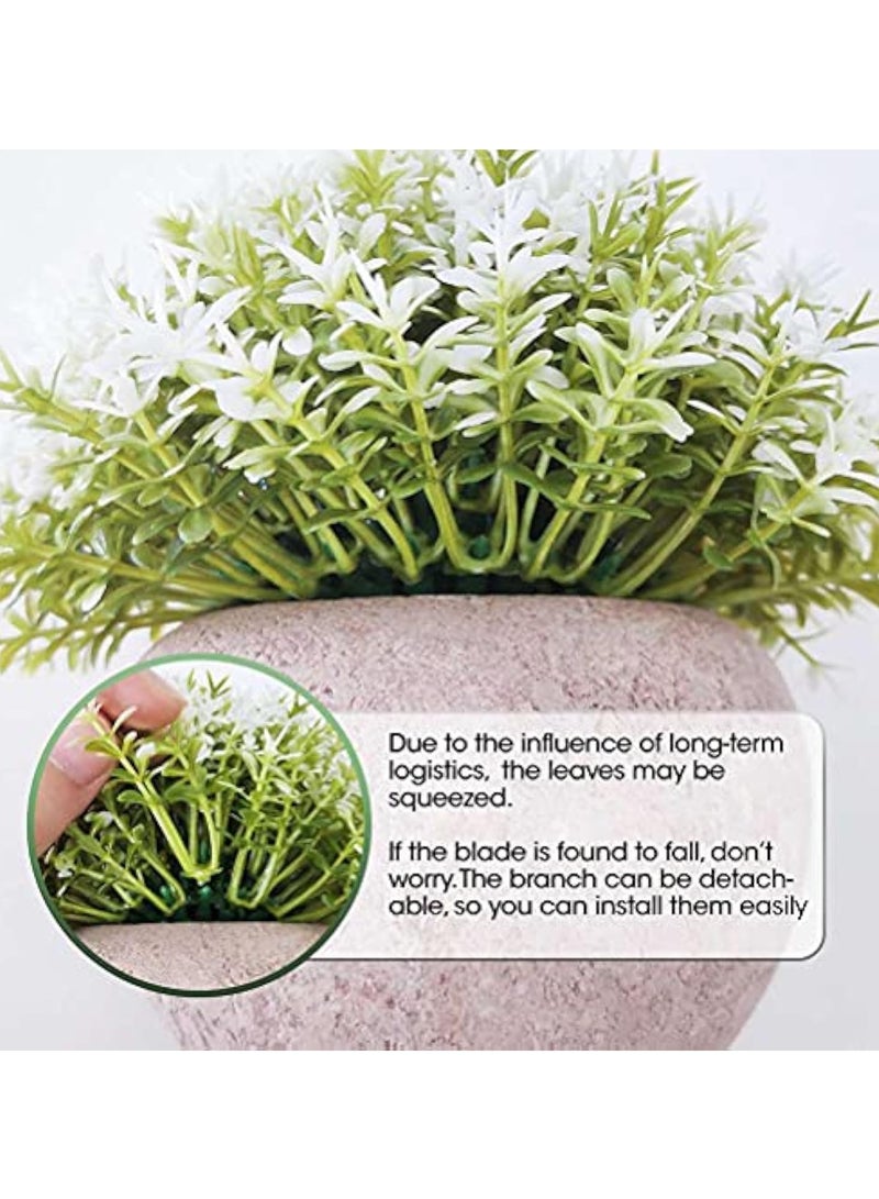 Arabest 4 Pots Artificial Plants Mini Fake Shrubs in Pots Small Faux Plants Decor Artificial Greenery for Home Bedroom Indoor Office Bathroom Farmhouse Room Coffee Table Decor - Image 4