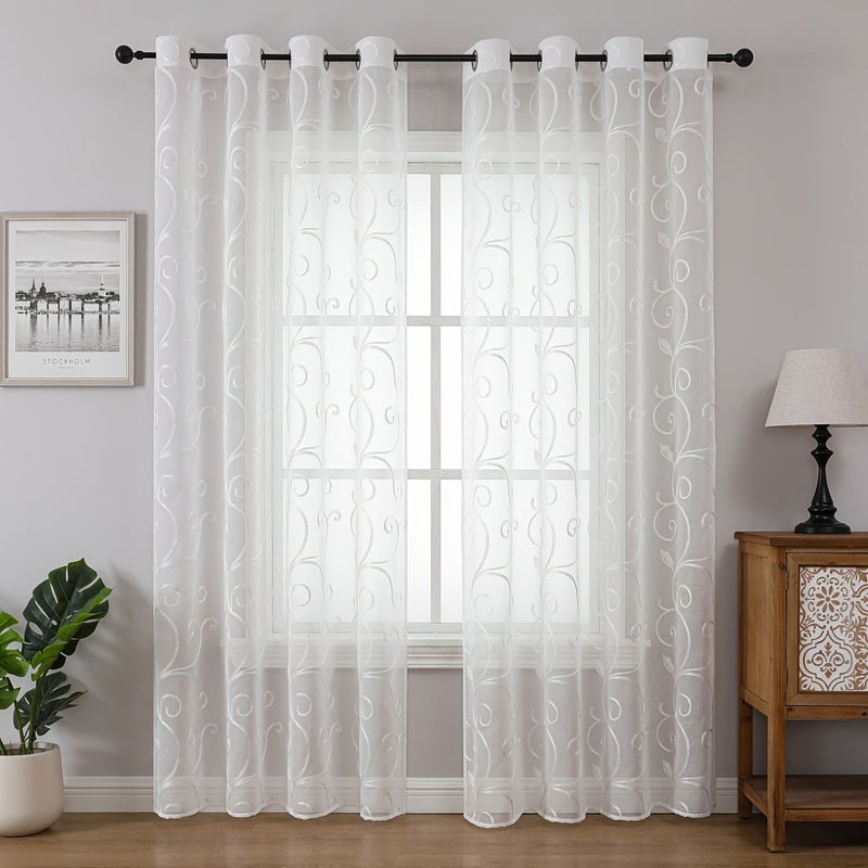 White Leaf Vine Curtains 60x120 Nordic Minimalist Semi Transparent - Image 1