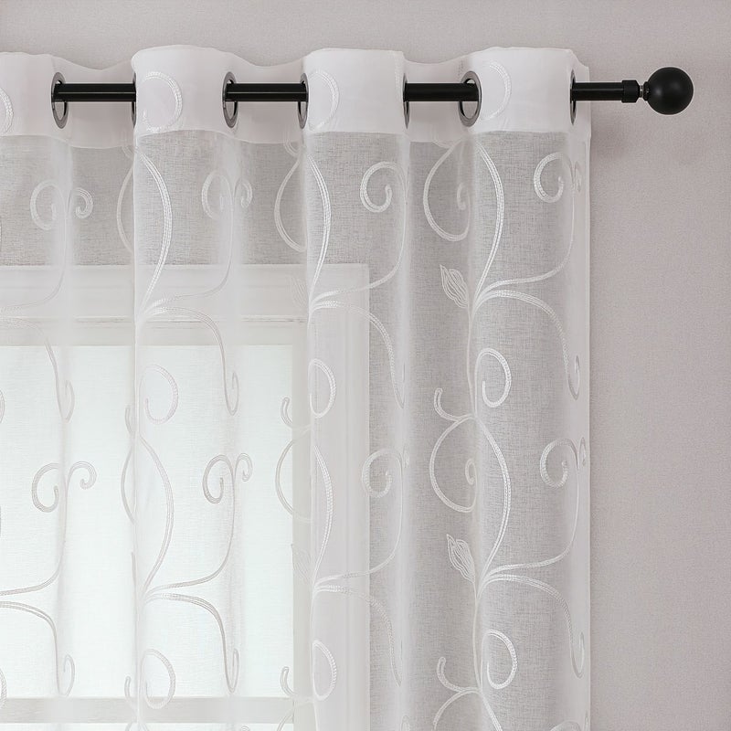 White Leaf Vine Curtains 60x120 Nordic Minimalist Semi Transparent - Image 5