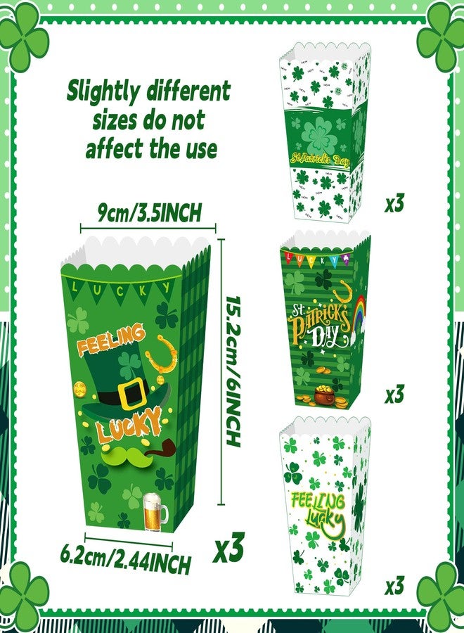 Roaring Good Time 12 PCS St Patricks Day Party Popcorn Boxes Treat Favor Bags Irish Shamrock Party Decoration Supplies for Photography Green Dress up Favors Accessories - Image 2
