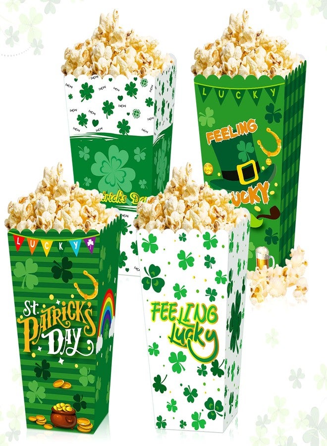 Roaring Good Time 12 PCS St Patricks Day Party Popcorn Boxes Treat Favor Bags Irish Shamrock Party Decoration Supplies for Photography Green Dress up Favors Accessories - Image 1