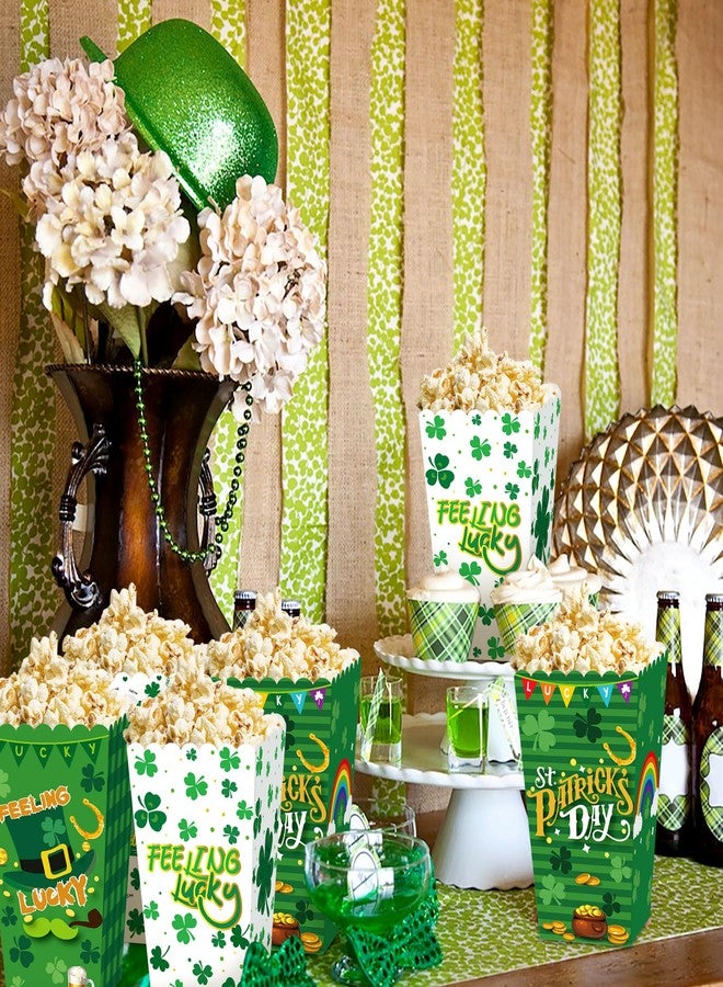 Roaring Good Time 12 PCS St Patricks Day Party Popcorn Boxes Treat Favor Bags Irish Shamrock Party Decoration Supplies for Photography Green Dress up Favors Accessories - Image 4