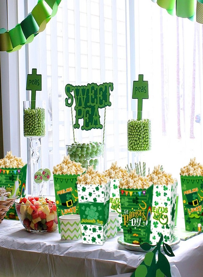 Roaring Good Time 12 PCS St Patricks Day Party Popcorn Boxes Treat Favor Bags Irish Shamrock Party Decoration Supplies for Photography Green Dress up Favors Accessories - Image 5