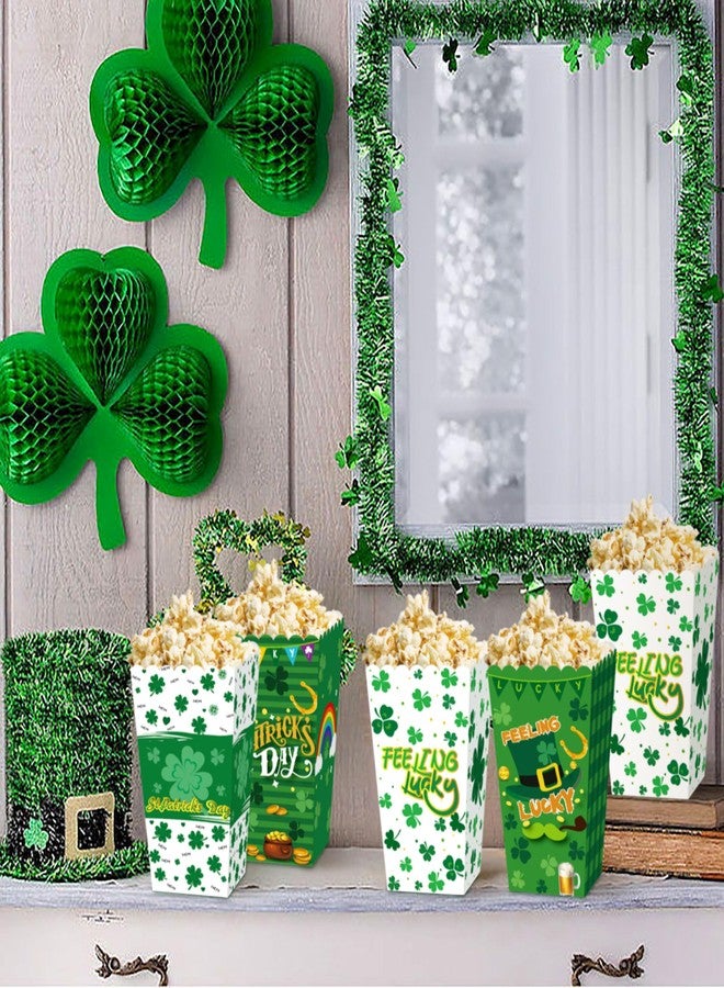 Roaring Good Time 12 PCS St Patricks Day Party Popcorn Boxes Treat Favor Bags Irish Shamrock Party Decoration Supplies for Photography Green Dress up Favors Accessories - Image 3