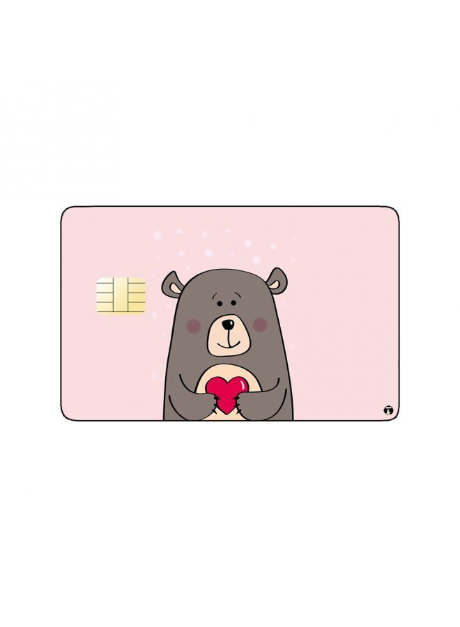 RKN PRINTED BANK CARD STICKER Cute Bear Drawing With Heart - Image 1