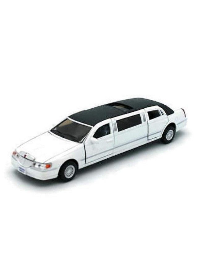 Kinsmart 1/38 Scale Diecast 1999 Lincoln Town Car Stretch Limousine In Color White  - Image 1