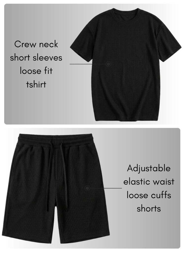 SMOWKLY Men's Premium Hosiery Cotton Blend Pyjama Set || Stylish Round Neck T-Shirt and Shorts || Casual Night Suit Wear Set for Man (1162_MTNS_BK_S) - Image 4