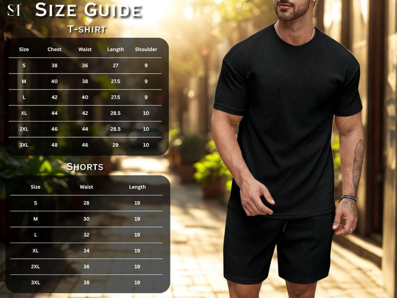 SMOWKLY Men's Premium Hosiery Cotton Blend Pyjama Set || Stylish Round Neck T-Shirt and Shorts || Casual Night Suit Wear Set for Man (1162_MTNS_BK_S) - Image 5